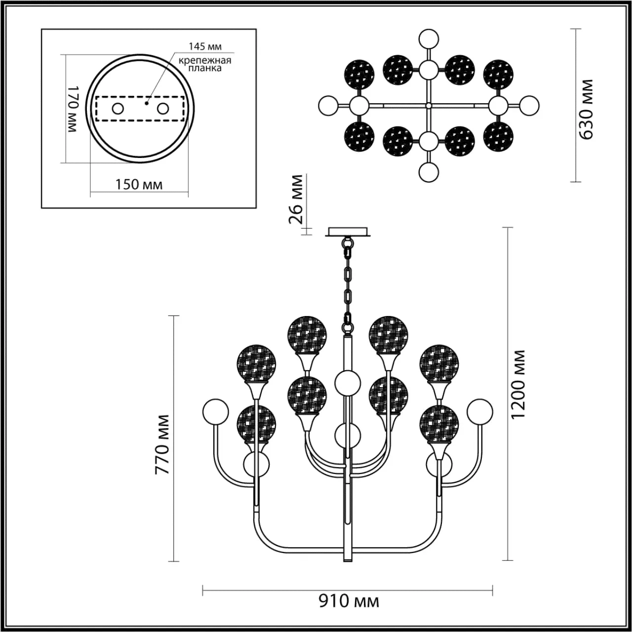 4785/8 HALL ODL21 459 золото/серебрист./металл//стекло Люстра E14 8*40W KELLI Odeon Light 4785/8-3