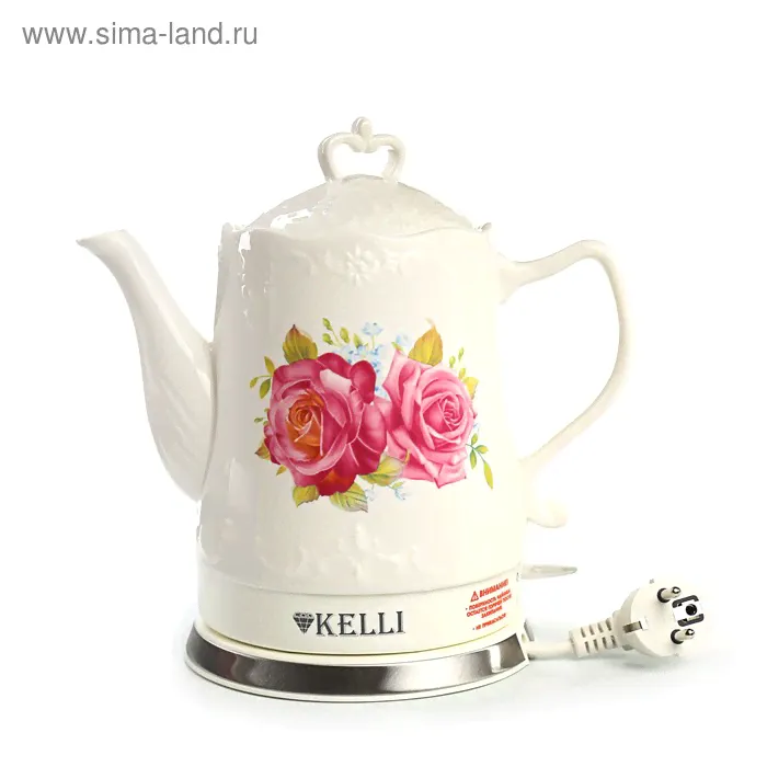 Чайник электрический KELLI KL-1339, 1.7 л, 2200 Вт, белый